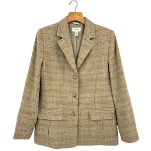 Talbots Vintage Plaid 100% Wool Blazer Jacket Size 12
